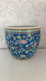 Vintage - Chinese bloempot - hoogte 20 cm, Tuin en Terras, Bloempotten, Rond, Binnen, Ophalen of Verzenden, Zo goed als nieuw