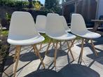 6 Eetkamer stoelen / dining chairs, Vitra / Eames style, Huis en Inrichting, Stoelen, Gebruikt, Wit, Ophalen of Verzenden, Metaal
