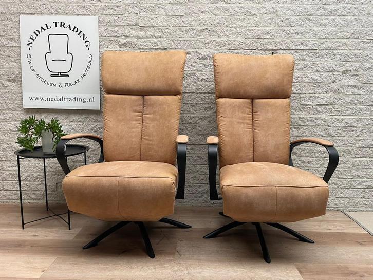 Set Hjort Knudsen relax fauteuils draaibaar en verstelbaar, Huis en Inrichting, Fauteuils, Zo goed als nieuw, Stof, 50 tot 75 cm