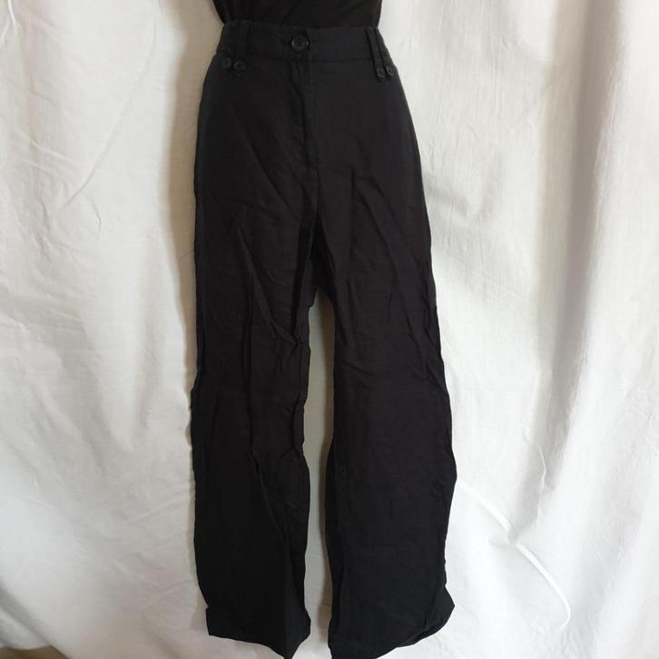Gave zwarte 100% linnen broek. Mt 38. Merk H&M, Kleding | Dames, Broeken en Pantalons, Zo goed als nieuw, Maat 38/40 (M), Zwart