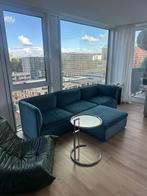 Prachtige velvet bank blauw, Ophalen of Verzenden, Zo goed als nieuw, Vierpersoons of meer