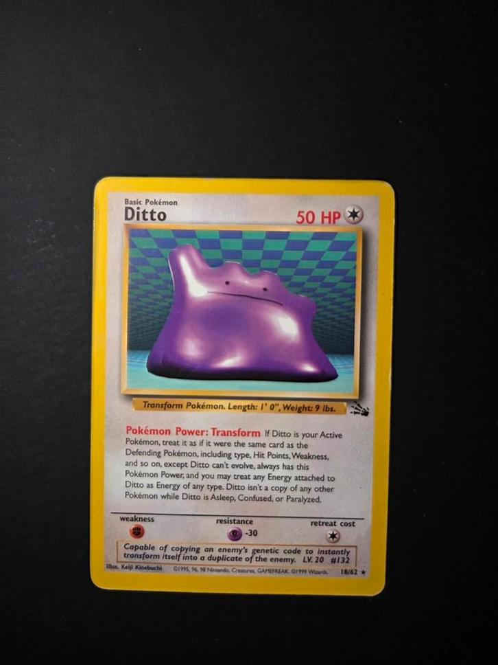 Ditto 18/62 Pokemon Fossil non holo rare, Hobby en Vrije tijd, Verzamelkaartspellen | Pokémon, Gebruikt, Booster, Ophalen of Verzenden
