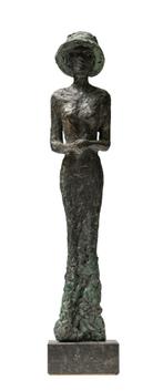 Bronzen beeld dame met hoed, Ophalen