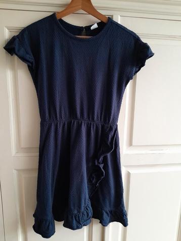 Donkerblauw jersey jurkje, maat 146-152 beschikbaar voor biedingen