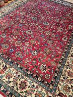 Vintage handgeknoopt perzisch tapijt mashad 393x300, Info@SlatsAntiek.nl, Crème, Gebruikt, Perzisch