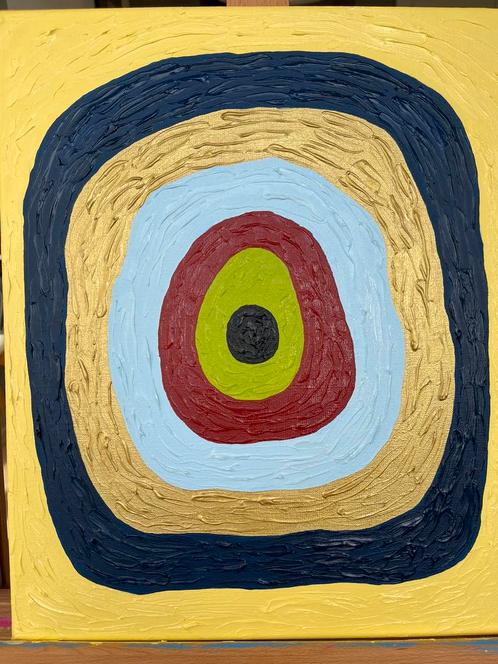"Kleurenmeditatie" — Abstract olieverfschilderij, Antiek en Kunst, Kunst | Schilderijen | Abstract, Ophalen of Verzenden