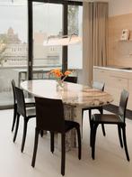 6x Vintage Italiaanse Lederen eetkamerstoelen, Huis en Inrichting, Stoelen, Ophalen, Bruin, Vintage italian, Leer