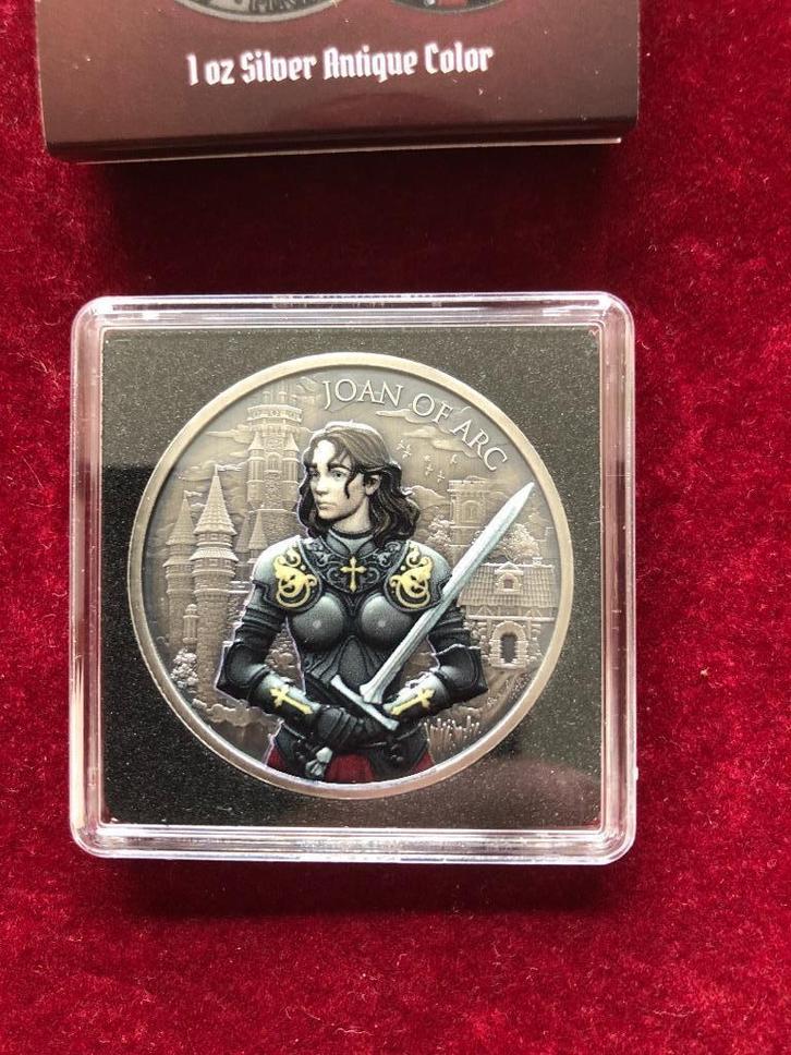 1 oz zilver Legendary Warriors Joan of Arc Antique Finish, Postzegels en Munten, Edelmetalen en Baren, Zilver, Ophalen of Verzenden