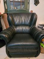 Leren fauteuil donker groen /leather armchair, Ophalen, 75 tot 100 cm, 75 tot 100 cm