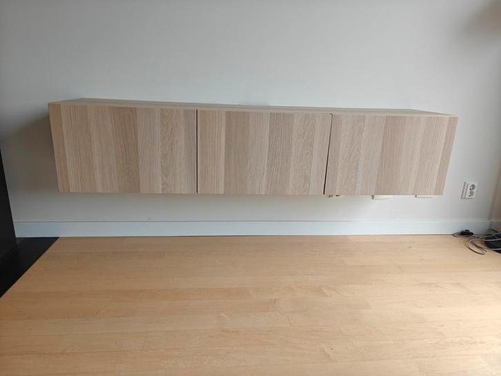 Ikea BESTA tv meubel white stained oak, Huis en Inrichting, Kasten | Televisiemeubels, Zo goed als nieuw, Minder dan 100 cm, 150 tot 200 cm