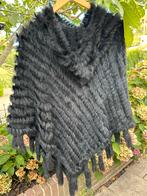 Zwarte Bont poncho met capuchon, Ophalen of Verzenden, Zo goed als nieuw, Zwart