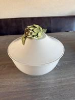 Barbotine dekschaal met artisjok afbeelding., Ophalen of Verzenden