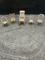 5 Zilveren Miniatuur Stoeltjes - .800 Keurmerk, Ophalen of Verzenden