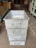 4x vintage zinken Philipsbakken, stapelbaar, tuinbakken, Ophalen