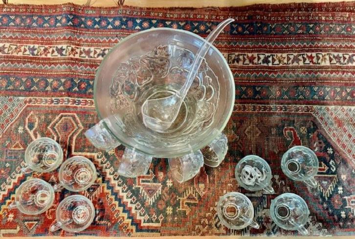 *** VINTAGE 15-delig Glazen Punch-/Fruit-Bowlset €35,-, Antiek en Kunst, Antiek | Glas en Kristal, Ophalen