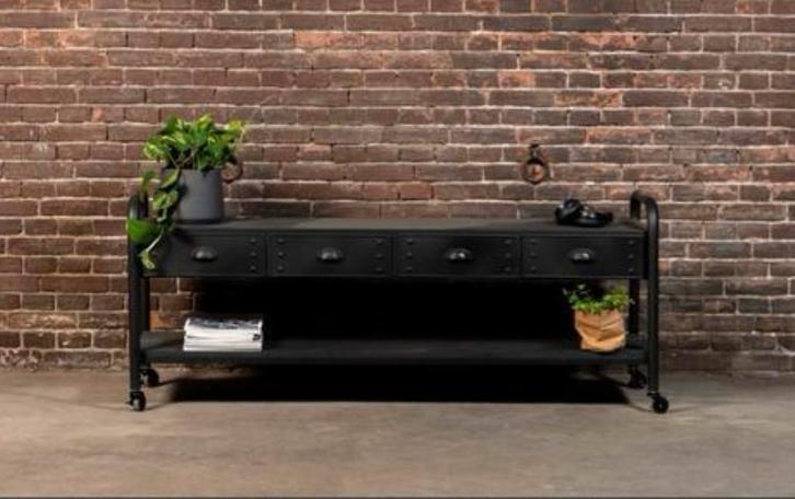 Tv dressoir industrieel zwart rootsmann, Huis en Inrichting, Kasten | Dressoirs, Zo goed als nieuw, 25 tot 50 cm, Ophalen
