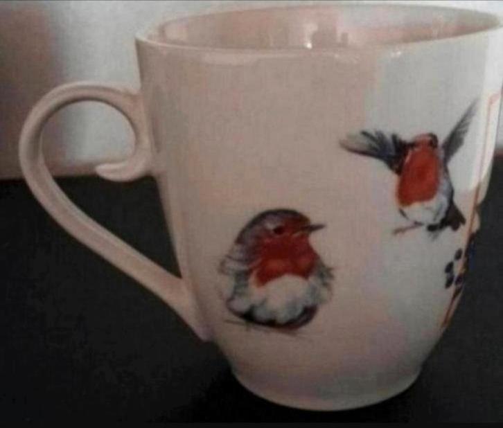 Beker Roodborstje, Huis en Inrichting, Keuken | Servies, Zo goed als nieuw, Kop(pen) en/of Schotel(s), Overige stijlen, Ophalen of Verzenden