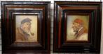 karikaturale portretjes==c a 1900/1920==PENDANT==gesigneerd, Ophalen of Verzenden