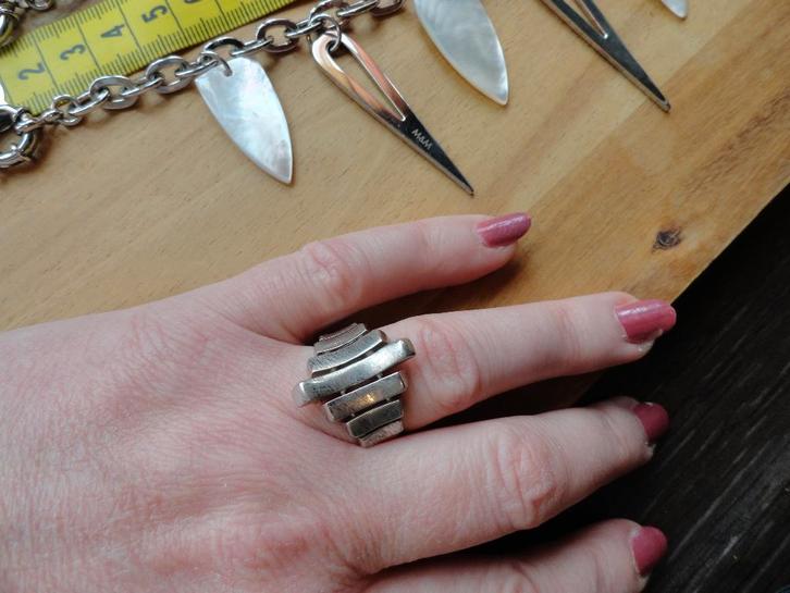 Zilveren ring vintage ca 17 mm statement Finse stijl, Sieraden, Tassen en Uiterlijk, Ringen, Zo goed als nieuw, Dame, 17 tot 18