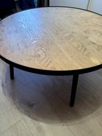 Salontafel hout met zwart, Huis en Inrichting, Tafels | Salontafels, Ophalen, Gebruikt, 50 tot 100 cm, Rond