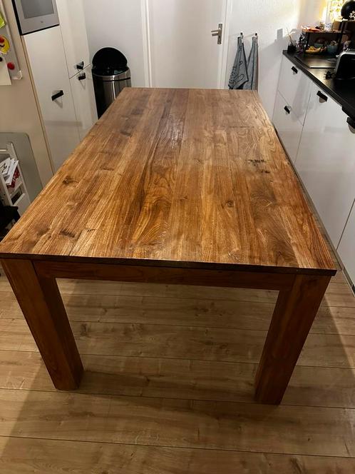 Teak houten tafel, Huis en Inrichting, Tafels | Eettafels, Gebruikt, 50 tot 100 cm, 200 cm of meer, Vijf personen of meer, Rechthoekig