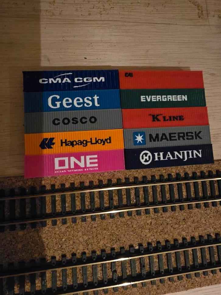 N Spoor Containers voor de Modelspoorbaan, Hobby en Vrije tijd, Modeltreinen | N-Spoor, Nieuw, Overige typen, Gelijkstroom of Wisselstroom