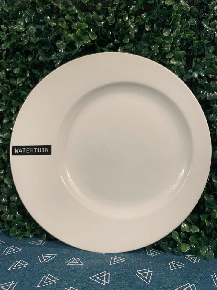 Wit Keramiek Bord Watertuin 28cm, Huis en Inrichting, Keuken | Servies, Gebruikt, Bord(en), Effen, Keramiek, Ophalen of Verzenden