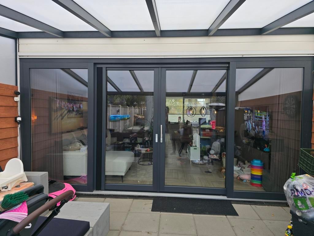 Schuifpui 5.19m x 2.45m Antraciet (7016) HR++ incl. luxe hor, Doe-het-zelf en Verbouw, Kozijnen en Schuifpuien, Kunststof, 225 cm of meer