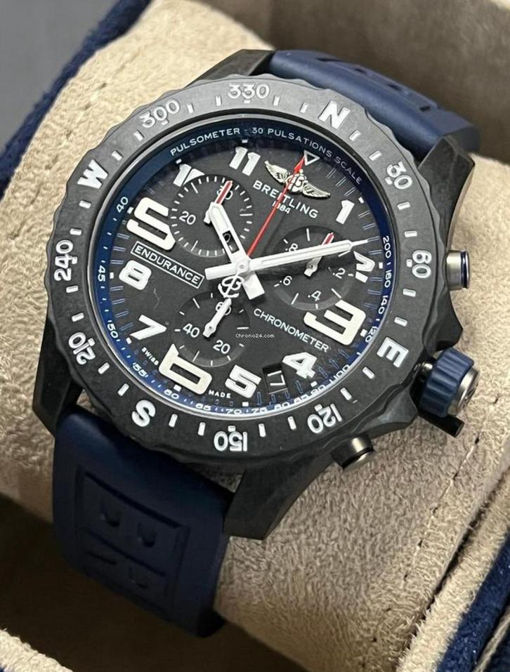 Breitling Enduro Pro 44 Blauw full set als nieuw, Sieraden, Tassen en Uiterlijk, Horloges | Heren, Zo goed als nieuw, Polshorloge