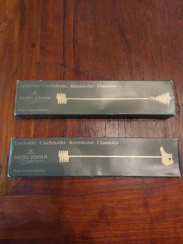 Georg Jensen 2 gouden kaarsenhouders ijsbeer en kerstboom beschikbaar voor biedingen