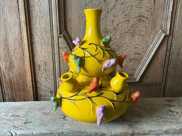 NIEUW Bird Vogel tulpen vaas geel, deze bestaat uit 2 delen beschikbaar voor biedingen