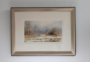 Aquarel Pieter van Hoof - Hollands Winterlandschap beschikbaar voor biedingen