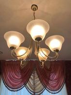 Kroonluchter / hanglamp klassiek art deco goud, glazen kap, Huis en Inrichting, Lampen | Kroonluchters, Ophalen of Verzenden, Glas