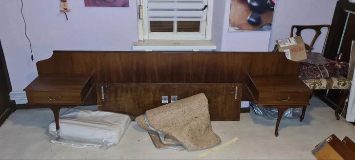 Queen Ann complete notenhouten slaapkamer zie beschrijving, Huis en Inrichting, Slaapkamer | Complete slaapkamers, Gebruikt, Tweepersoons