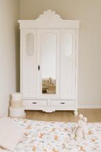 Brocante biedermeier eiken kleding linnen leg spiegel hang, Ophalen, Eikenhout, 100 tot 150 cm, 200 cm of meer