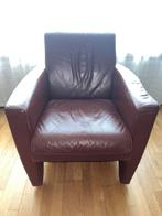 Donkerbruine lederen Montel fauteuil., Huis en Inrichting, Fauteuils, Ophalen, Zo goed als nieuw, 50 tot 75 cm, Leer