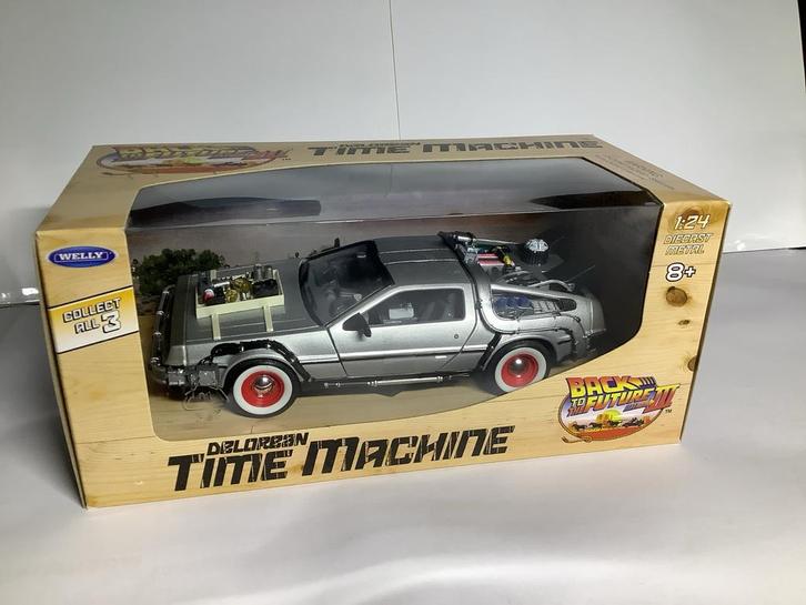 Welly Back to the Future III DeLorean Tijdmachine 1:24, Hobby en Vrije tijd, Modelauto's | 1:24, Nieuw, Auto, Welly, Ophalen of Verzenden