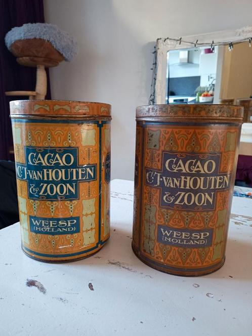 Twee oude Van Houten cacao blikken (eentje kopen kan ook), Verzamelen, Blikken, Gebruikt, Overige, Overige merken, Ophalen
