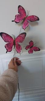 Roze Silk-ka Vlindertak - 65cm - 3 Vlinders, Ophalen of Verzenden