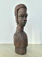 hardhouten buste hoofd Afrikaans houtsnijwerk gesigneerd h34, Antiek en Kunst, Kunst | Beelden en Houtsnijwerken, Ophalen of Verzenden