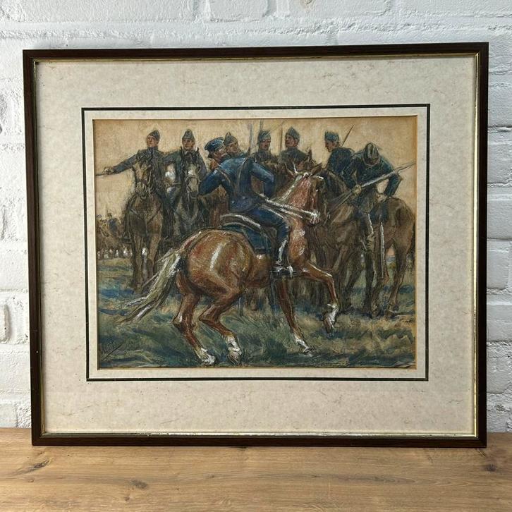 Cavalerie soldaten te paard - Gerard Westermann (1880-1971), Antiek en Kunst, Kunst | Schilderijen | Klassiek, Ophalen of Verzenden