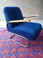 kobalt blauwe fauteuil easy chair retro fauteuil, Gebruikt, Ophalen of Verzenden