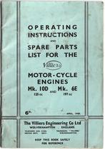 Villiers onderdelen boek + handleiding Mk 10 D Mk 6E (044v), Motoren, Overige merken