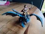 Schleich blauwe draak met berijder., Kinderen en Baby's, Speelgoed | Actiefiguren, Ophalen of Verzenden, Zo goed als nieuw