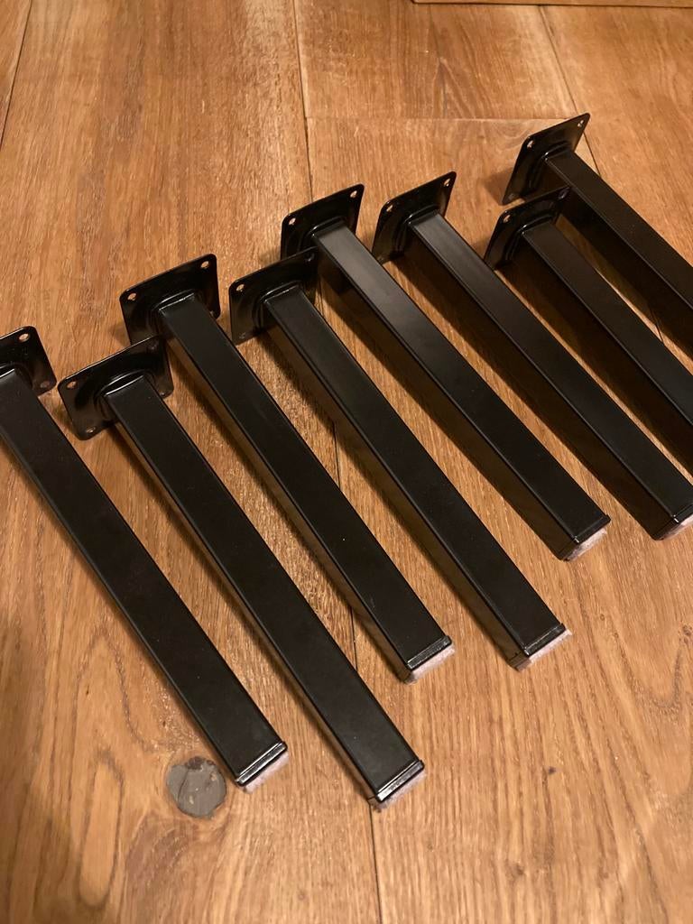8x Zwarte Duraline Meubelpoot - 25cm, Tafelpoot, Vierkant, Nieuw, Minder dan 50 cm