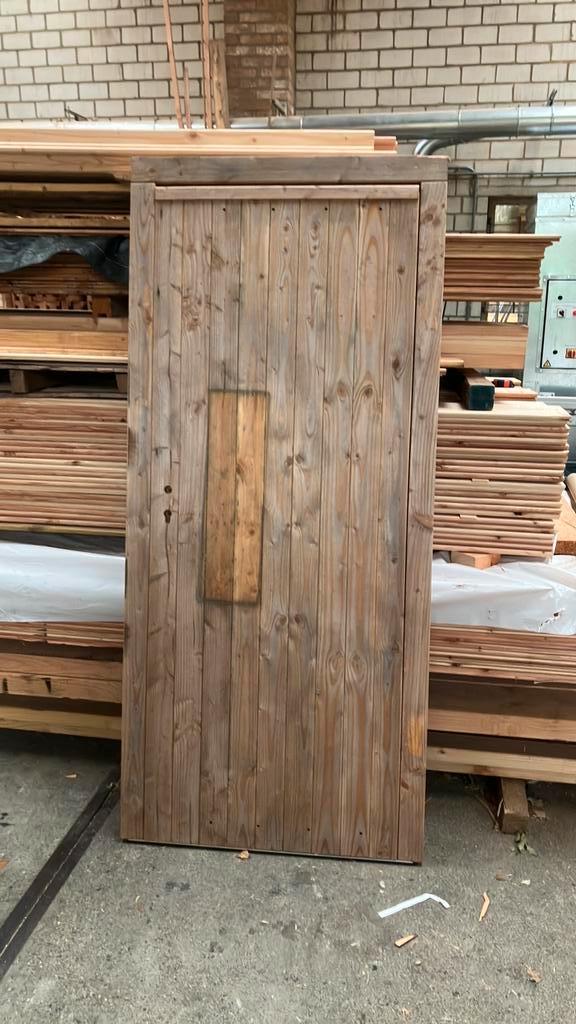 Douglas enkele dichte deur met  kozijn b keus, 90 x 201cm, Tuin en Terras, Palen, Balken en Planken, Zo goed als nieuw, Planken