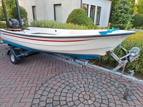 Polyester boot + 8pk 4takt + kanteltrailer, Watersport en Boten, Zeilen en Zeiltoebehoren, Zo goed als nieuw, Minder dan 15 m²