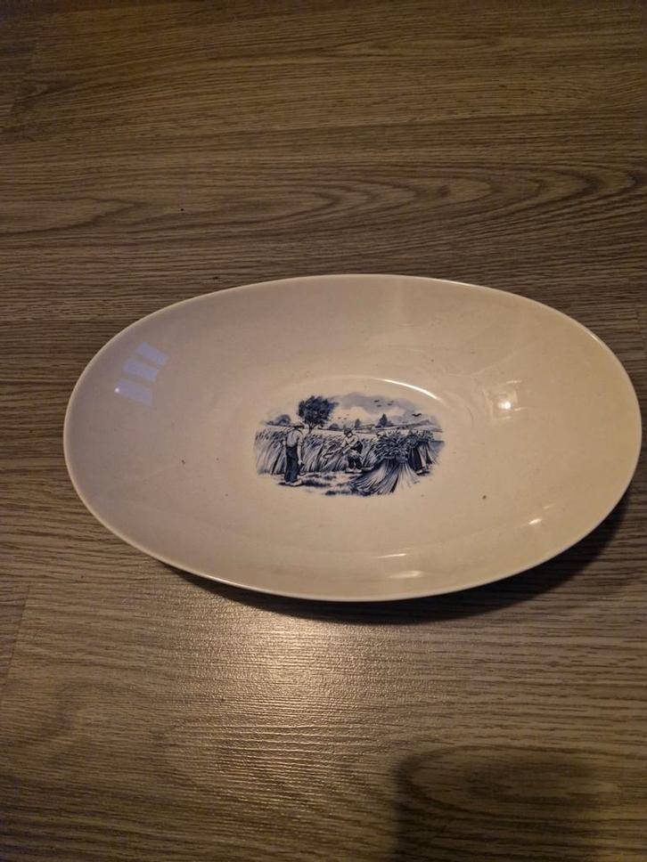 Ovale Serveerschaal met Blauw Decor, Antiek en Kunst, Antiek | Schalen, Ophalen