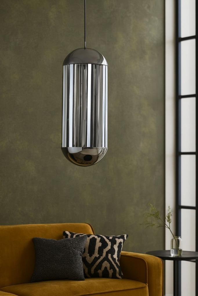 Grayson Hanglamp - Chroom & Bronze, Huis en Inrichting, Lampen | Hanglampen, Nieuw, 50 tot 75 cm, Metaal, Ophalen of Verzenden