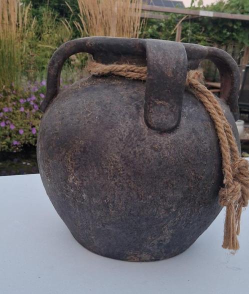 Grote brocante vaas / kruik van aardewerk, Huis en Inrichting, Woonaccessoires | Vazen, Zo goed als nieuw, Overige kleuren, Minder dan 50 cm